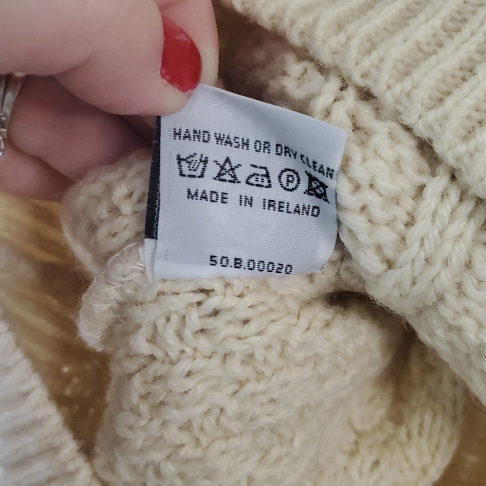 Womens Vintage Wool Aran Chunky Cableknit Fisherman Sweater Size Med Ireland - Picture 8 of 14